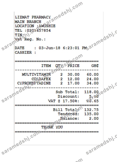LIZMAT PHARMACY receipt